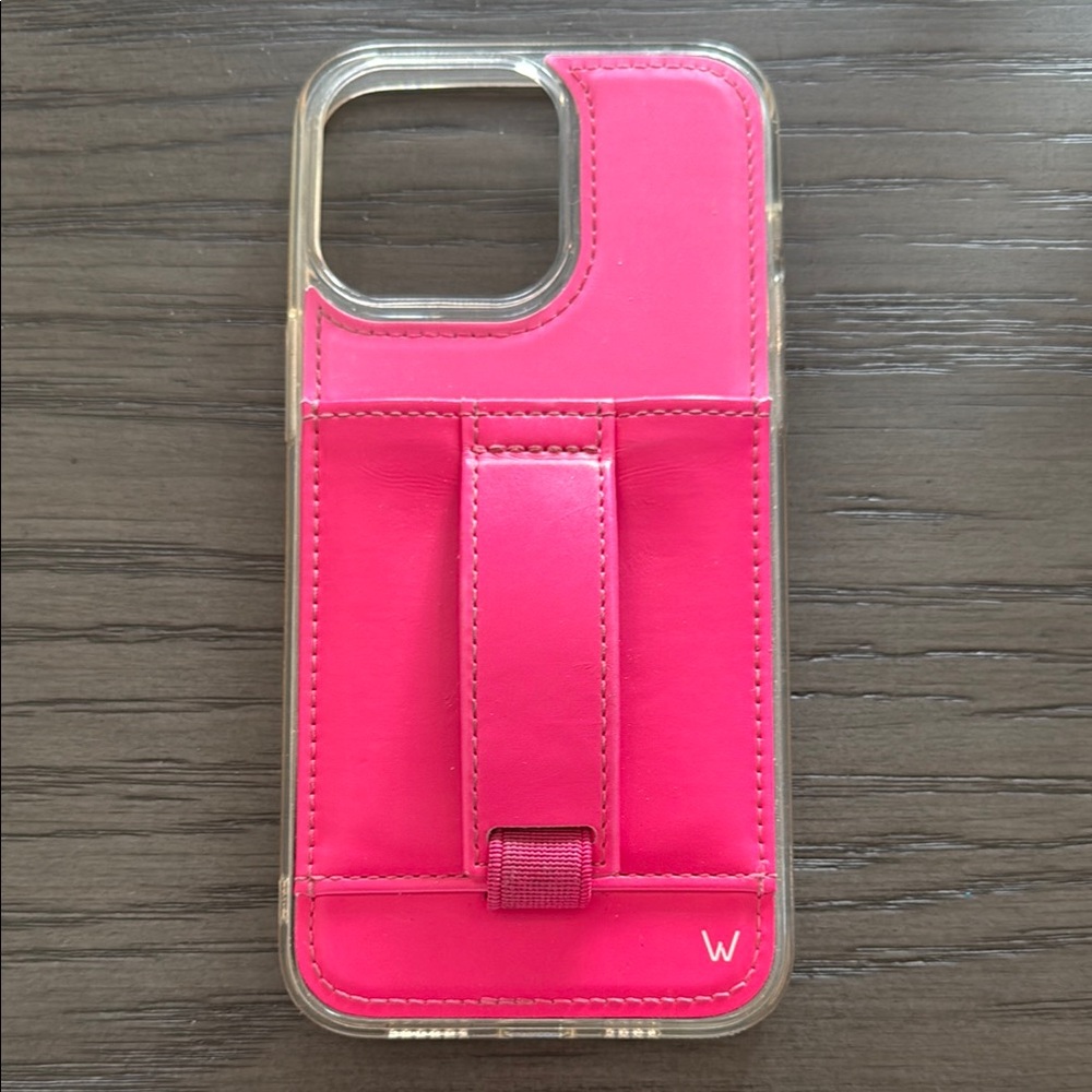 Walli - iPhone 14 Pro Max Pink Phone Case with strap, card holder